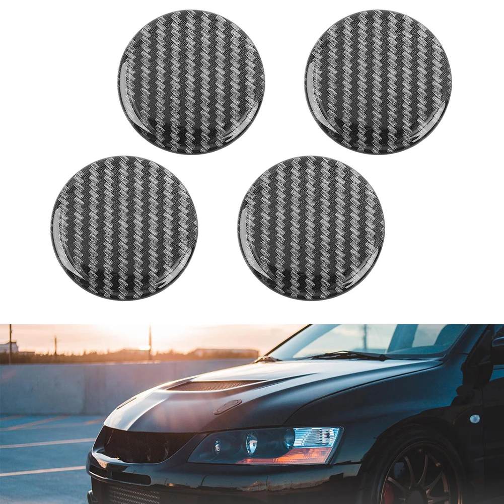 Decal Hub Cap Sticker Vehicle Wheel Center 45mm 4pc/set 4pcs 4pcs /Set 4x Accessories Car Carbon Fiber Pattern