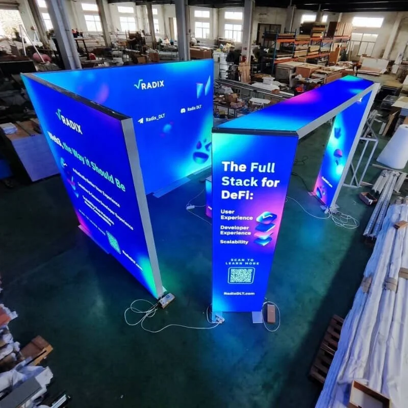 Modulares Trade Show-Ausstellungs-Rahmenloses Standdesign mit LED-Lichtbox mit Hintergrundbeleuchtung in AHR Expo