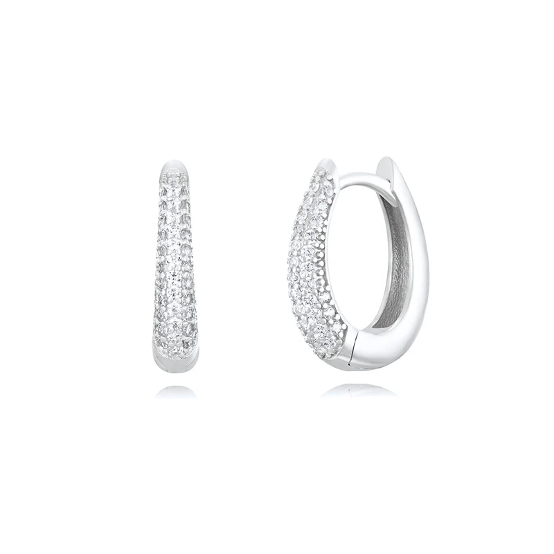 925 Sterling Silver Needle Noble Elegant Half-circle Micro-paved Colored Zircon Oval Earrings Women Valentine's Day Jewelry Gift