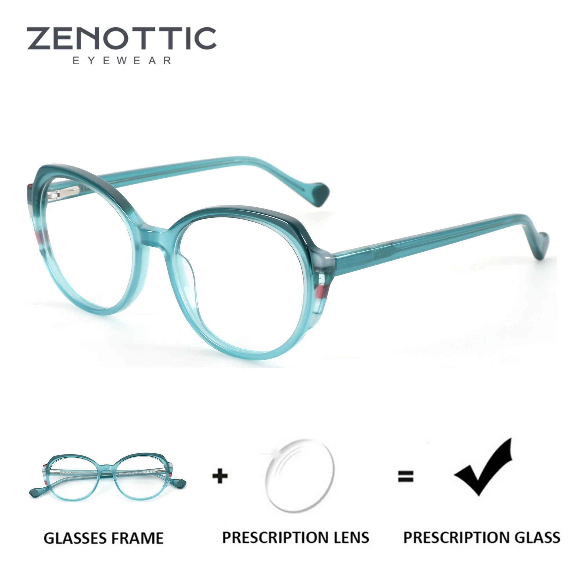 

Очки ZENOTTIC (размер XXS) круглой формы из ацетата для женщин, синие, с прогрессивными линзами, оптические очки для коррекции близорукости