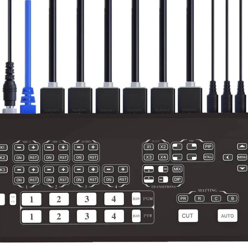 Multiformat Video Mixer Switcher 4 HDMI Inputs with USB 3.0 Live Streaming Video Switcher