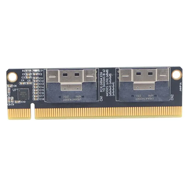 well-made-2-in-1-2-ports-slimsas-8i-x2-to-pcie-40-x16-gen4-adapter-board-card-for-network-card-graphics-video-card-capture-card