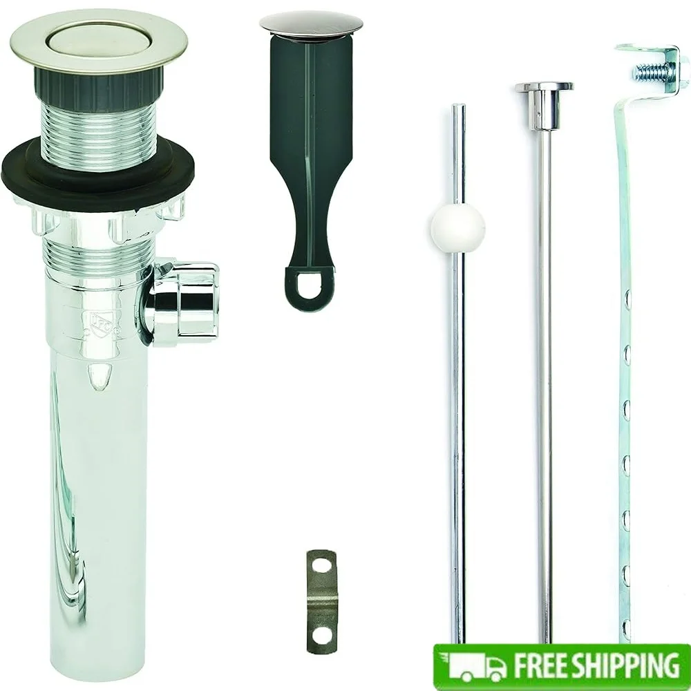 

Chrome Plated ABS Bathroom Sink Pop-Up Drain with Ball Lift Rod Non-Overflow Design Easy Installation and Use