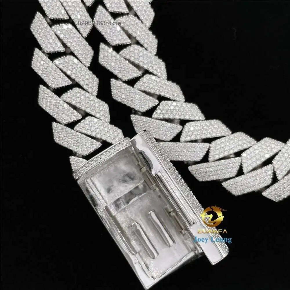 Luxury Pass Diamond Tester 20mm 925 Silver Mens Vvs Moissanite Diamond Iced Out Miami Cuban Link Chain Necklace Custom Hip Hop J