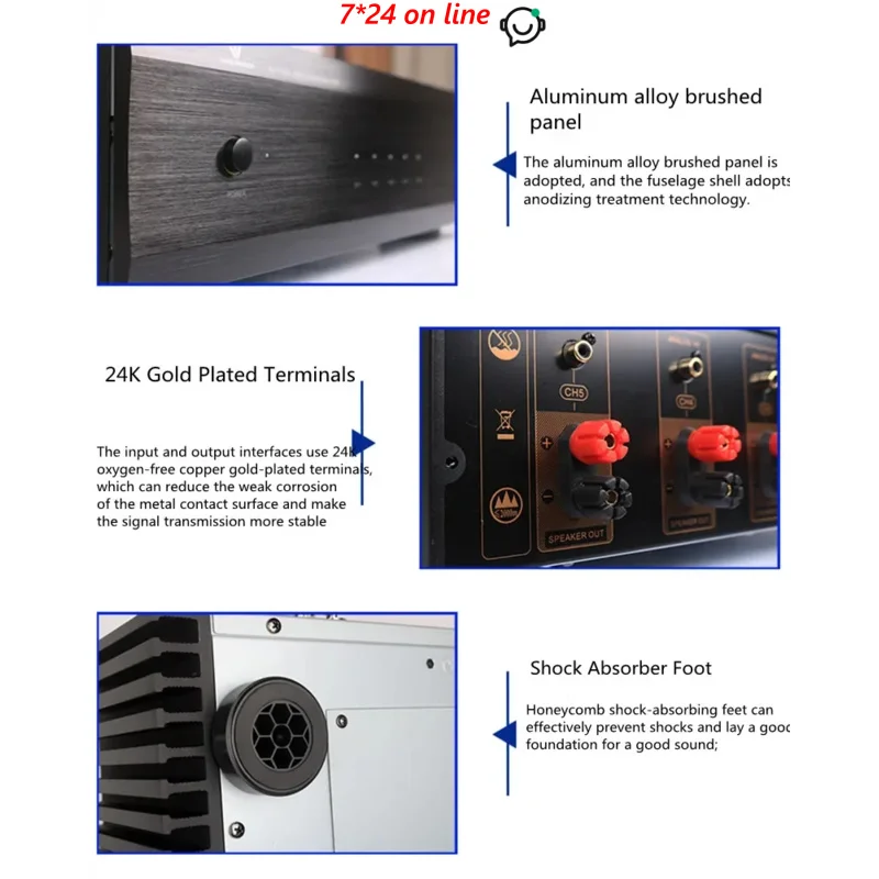 

Winner AD-5100PA Power Amplifier Professional High-Power 5 Channel Cinema Rear Power Amplifier 105W/8ohm