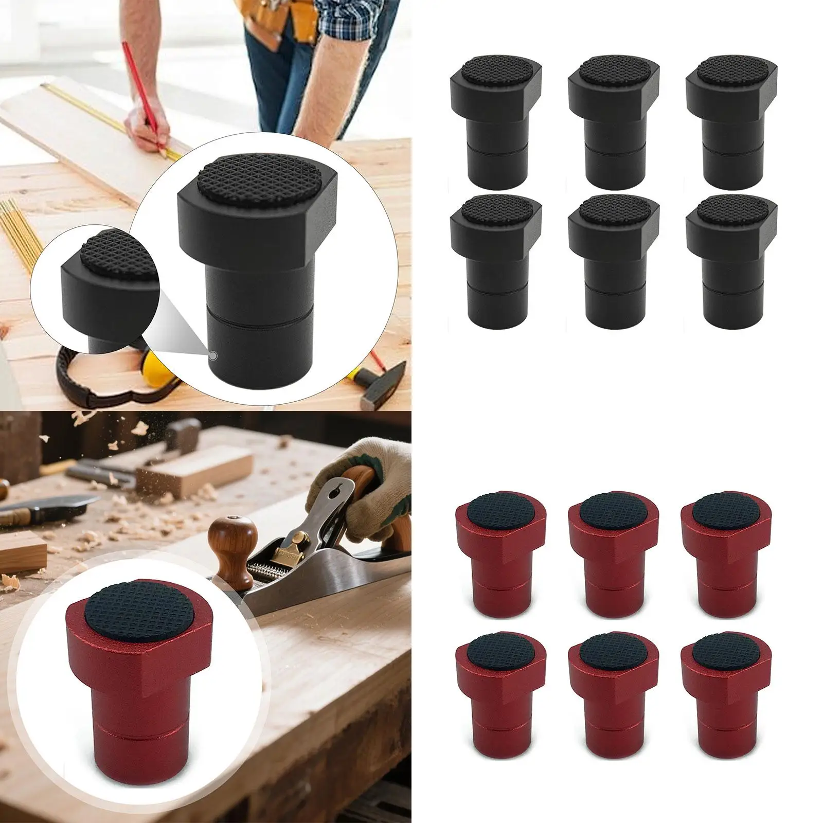 

6 Pieces Bench Dog Clamp, Table T Track Planing Stop Positioning Plug for Flat Tensioning, Dog Hole Clamping