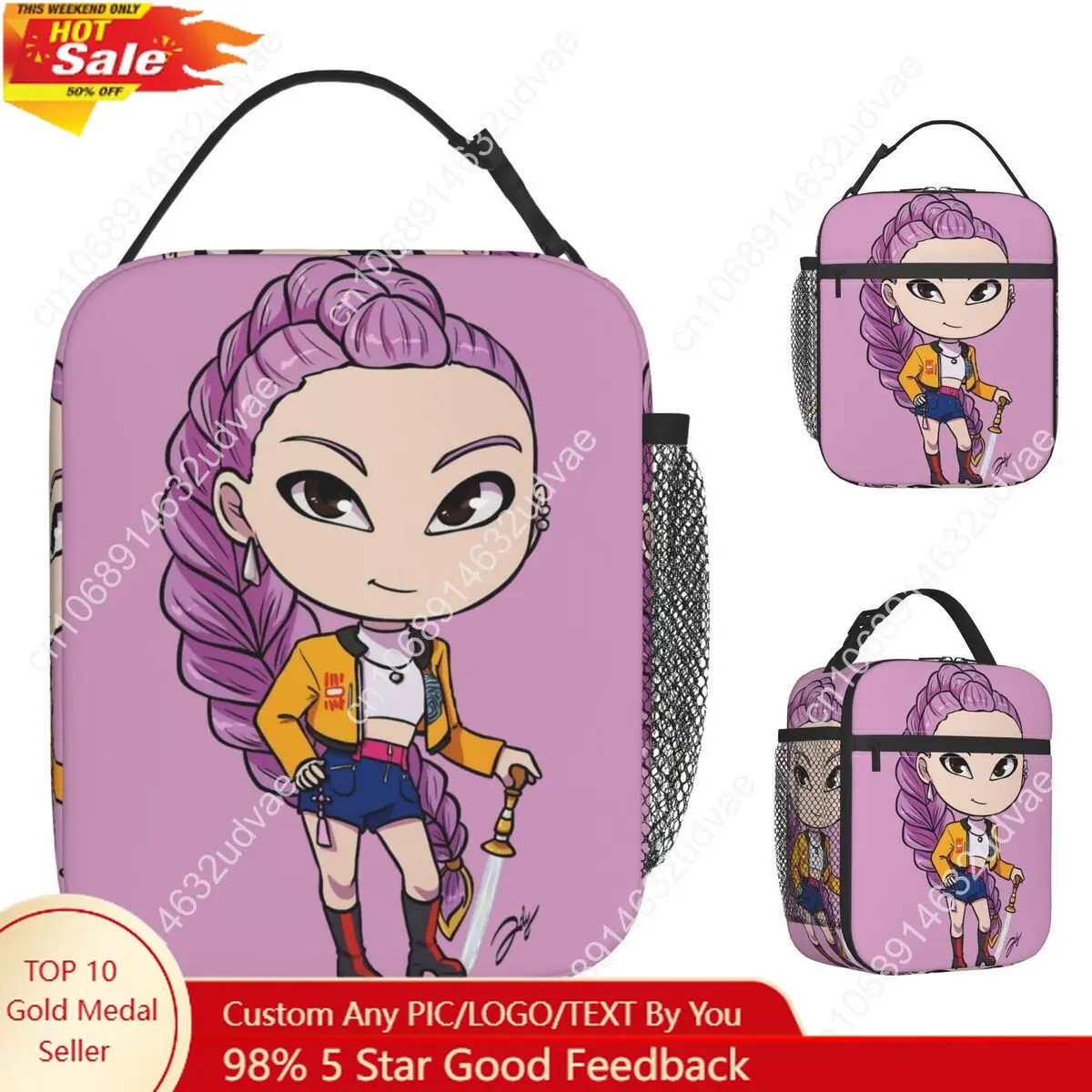 

Rumi Kpop Demon Hunters Lunch Bag Aesthetic Lunch Box For Adult Outdoor Picnic Portable Cooler Bag Oxford Thermal Tote Handbags