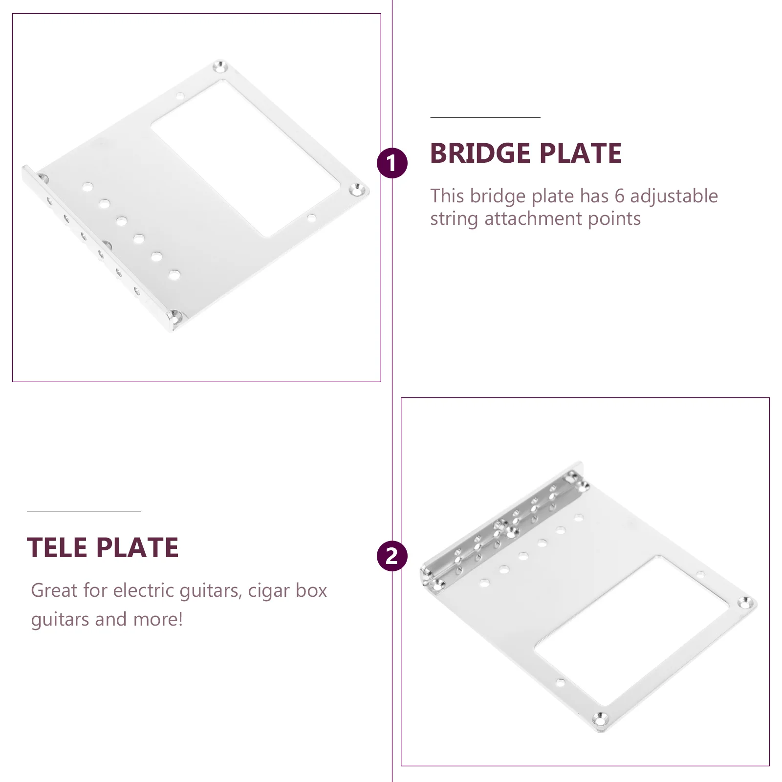 

Single Side Double Pickup Bridge Plate 102Mm Stainless Steel Top-Loading For Electric Guitar Replacement Part Accessory Silver