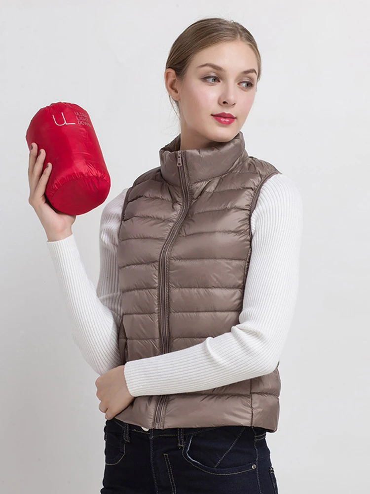 

Women Vests 2023 New Autumn Winter Ultra Light Duck Down Vest Female Slim Sleeveless Jacket Windproof Warm Puffer Waistcoat
