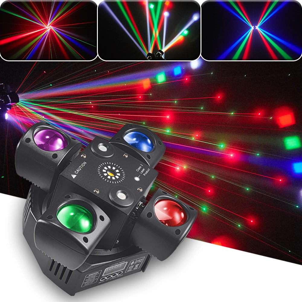 LED Moving Head 12X3W RGBW 4in1 Beam Light Wiht RG Laser Gold Strobe  Stage Effect Dj Disco Bar Party Indoor Nightclub DMX512