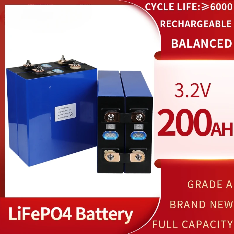 

Solar Power Bank 3.2V 200AH Rechargeable Deep Cycle LiFePO4 8PCS Brand New Grade A Lithium Iron Phosphate Battery Cell for RV