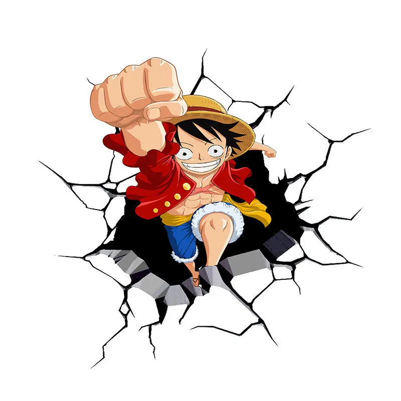 Anime One Piece Autoaufkleber Strohhut-Crew Silhouette Wasserdichter Vinyl-Aufkleber für Autofenster Karosserie-Dekoration Motorrad Laptop DIY-Aufkleber