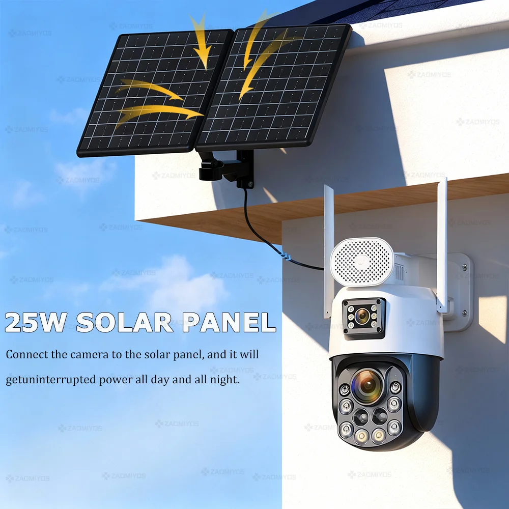 Câmeras de vigilância externas solares 4K 4G Sim 60X Zoom óptico AOV 7/24 Gravação Humana Rastreamento automático Câmera de segurança PTZ HiEasy