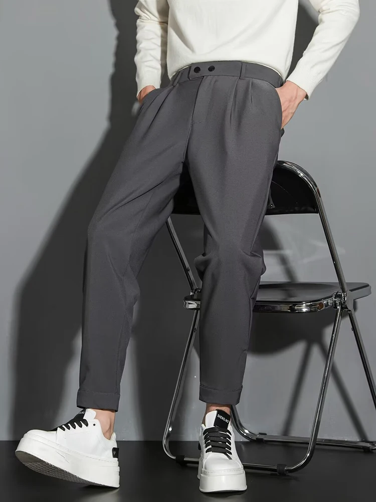 Spring Summer New 4 Colors Men's Harem Pants Fashion Korean Business Suit Pants Luxury Formal Casual Male Trousers Trendy Brand