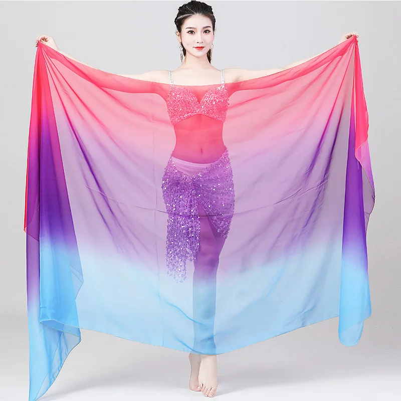 Belly Dance Gradient Color Scarf Opening Dance Colorful Hand Throwing Dance Cloth Performance Accessories Performance Scarf