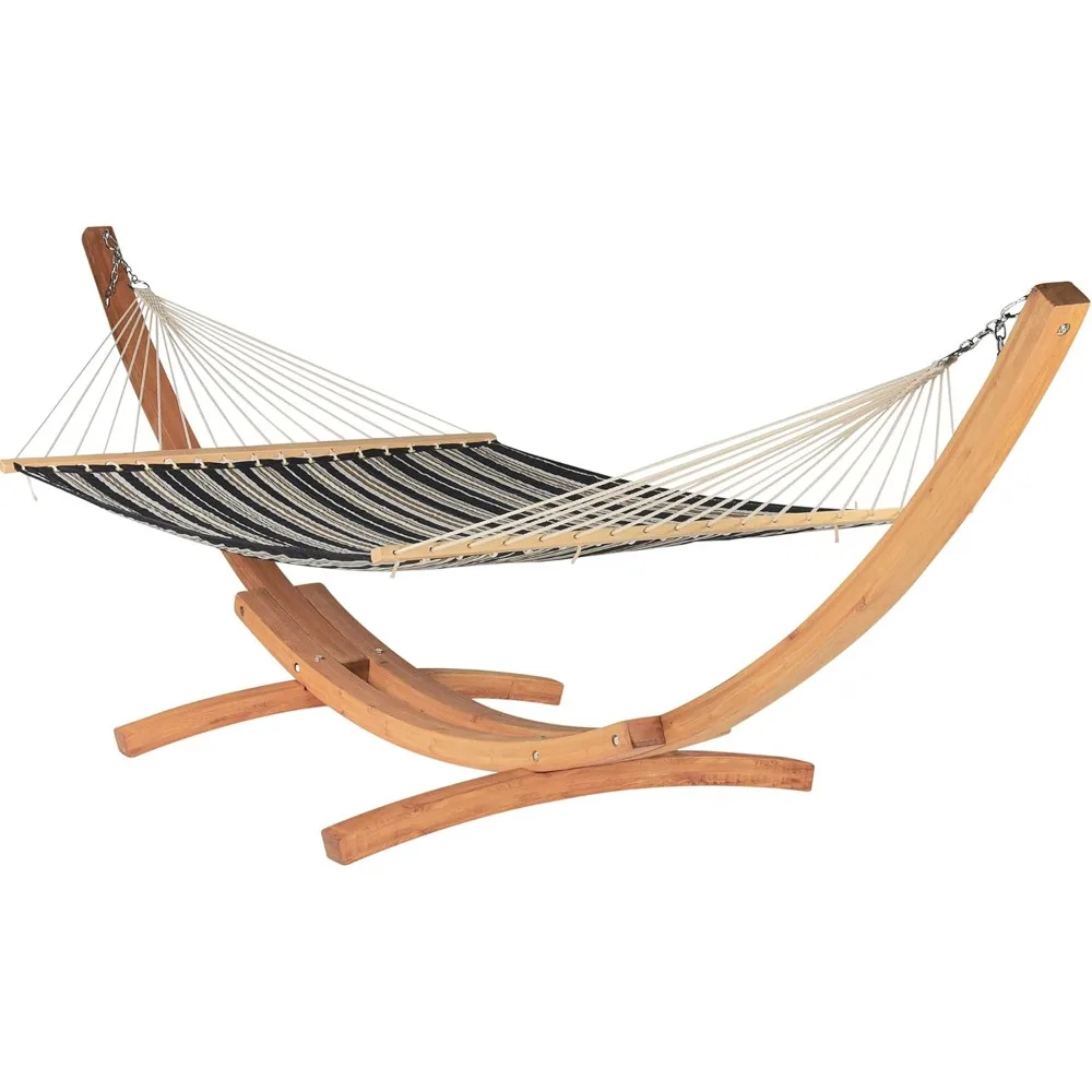 

Стеганый гамак и деревянная дуговая подставка (гамак с угольной и серой полосой и деревянная дуговая подставка), деревянная подставка для гамака