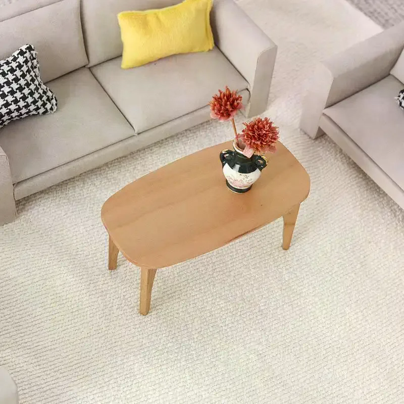 لطيف دمية المنمنمات الكرز الخشب طاولة القهوة مكتب نموذج أثاث صغير الحلي الاطفال التظاهر اللعب لعبة DIY بها بنفسك ملحق الهدايا #4