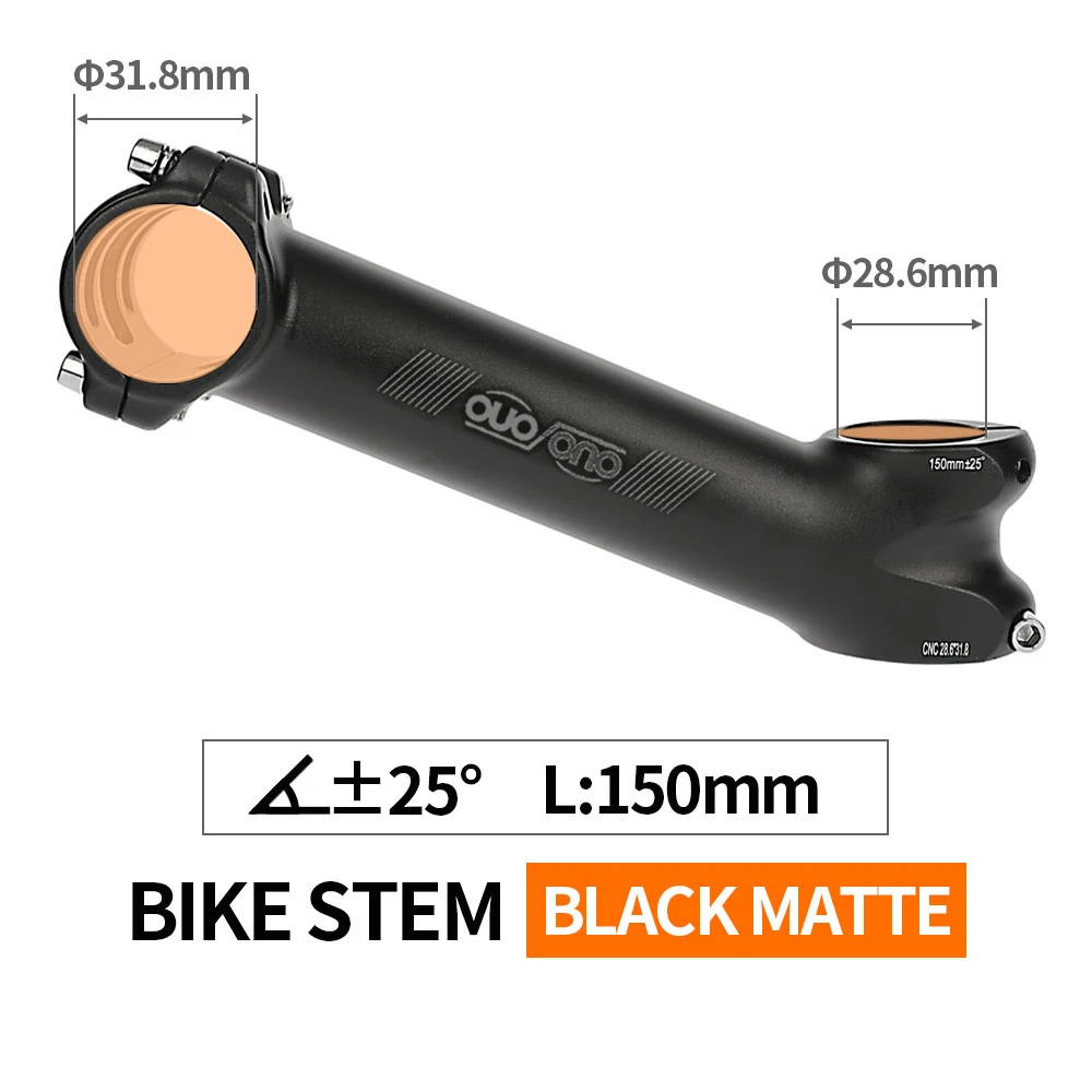 Ouo-自転車ハンドルバー用ステム,長さCNC,140/150mm,7/17/12/25度,31.8