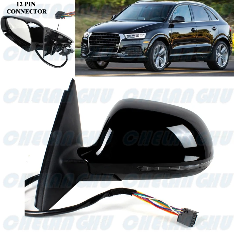 

Left Side 12 Pins Black Painted Heated Electric Adjust Power Fold Mirror Assembly For Audi Q3 2013 2014 2015 2016 2017 2018 LHD