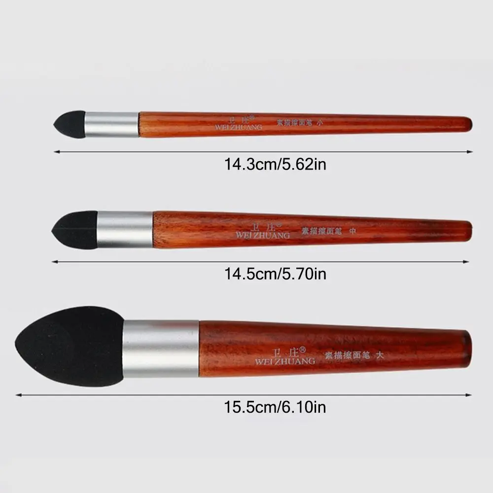 3 ピース/セット再利用可能なスケッチラビングブラシ洗える表面詳細処理レンダリングブレンドスポンジペン