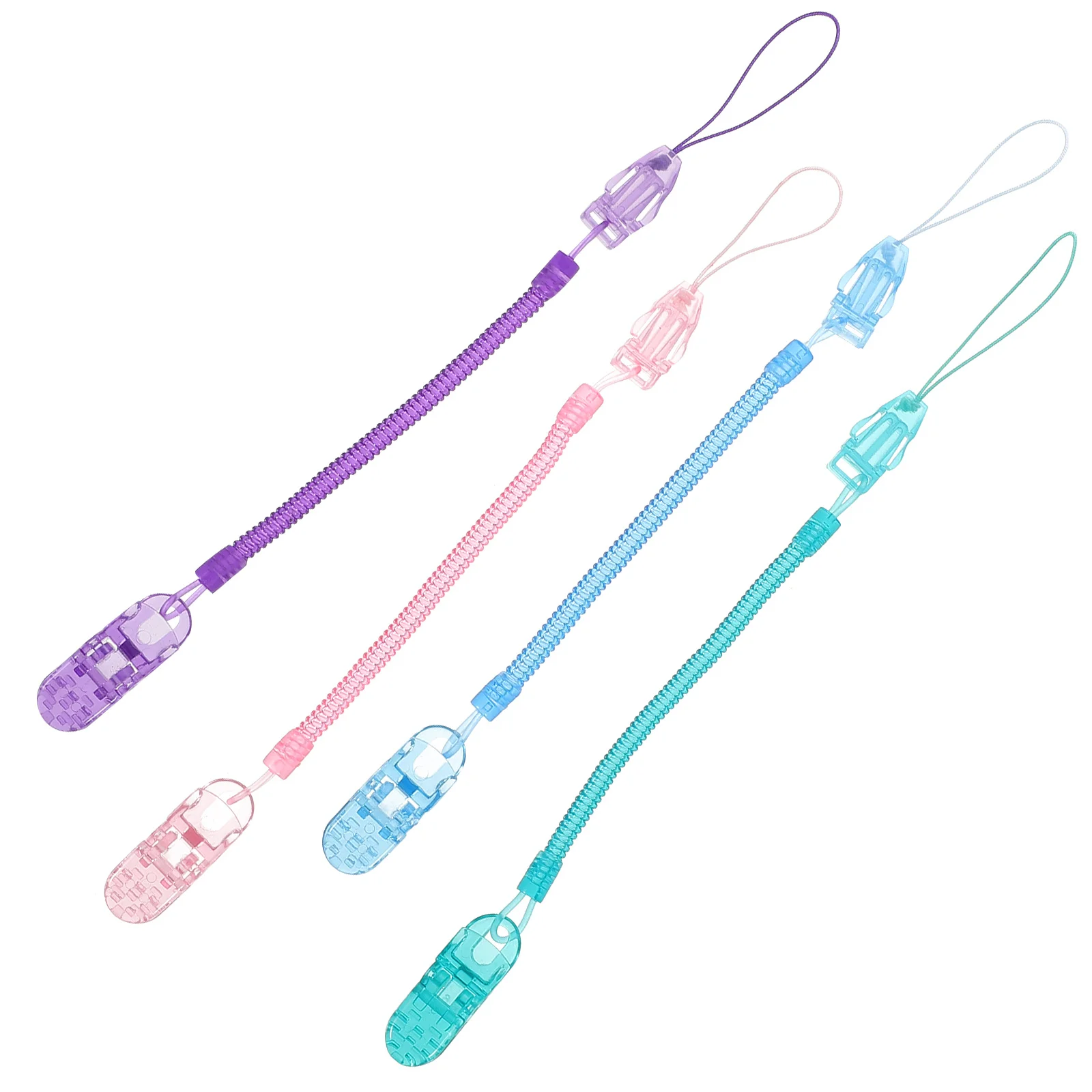 

4Pcs Safe Silicone Baby Pacifier Clips for Clean Accessories and Crafting Pink Blue Purple Green Baby Pacifier Clips