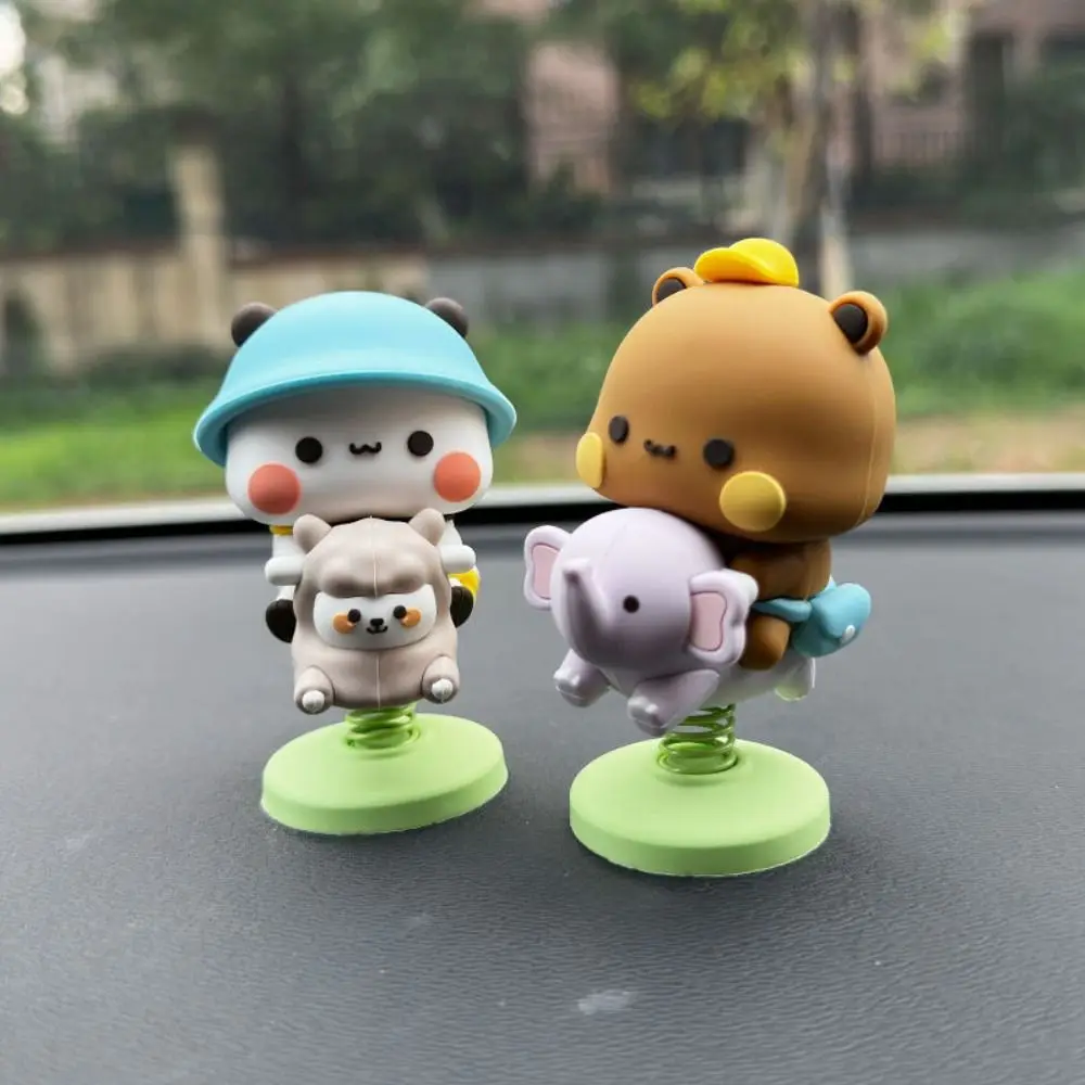 New PVC Panda Bear Figure Bubu Dudu Shaking Head Cartoon Miniatures Kawaii Collectible Bubu Dudu Bear Model Toy Car Home