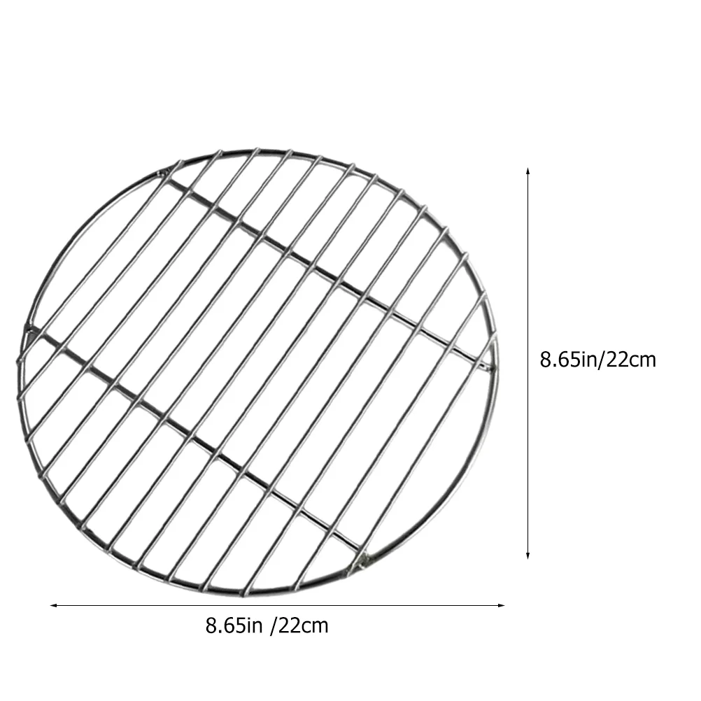 22Cm Round Stainless Steel Barbecue Mesh Double Rod Flat Grill Net Wear Resistant Bbq Grilling Mat Outdoor Indoor Metal Utensils