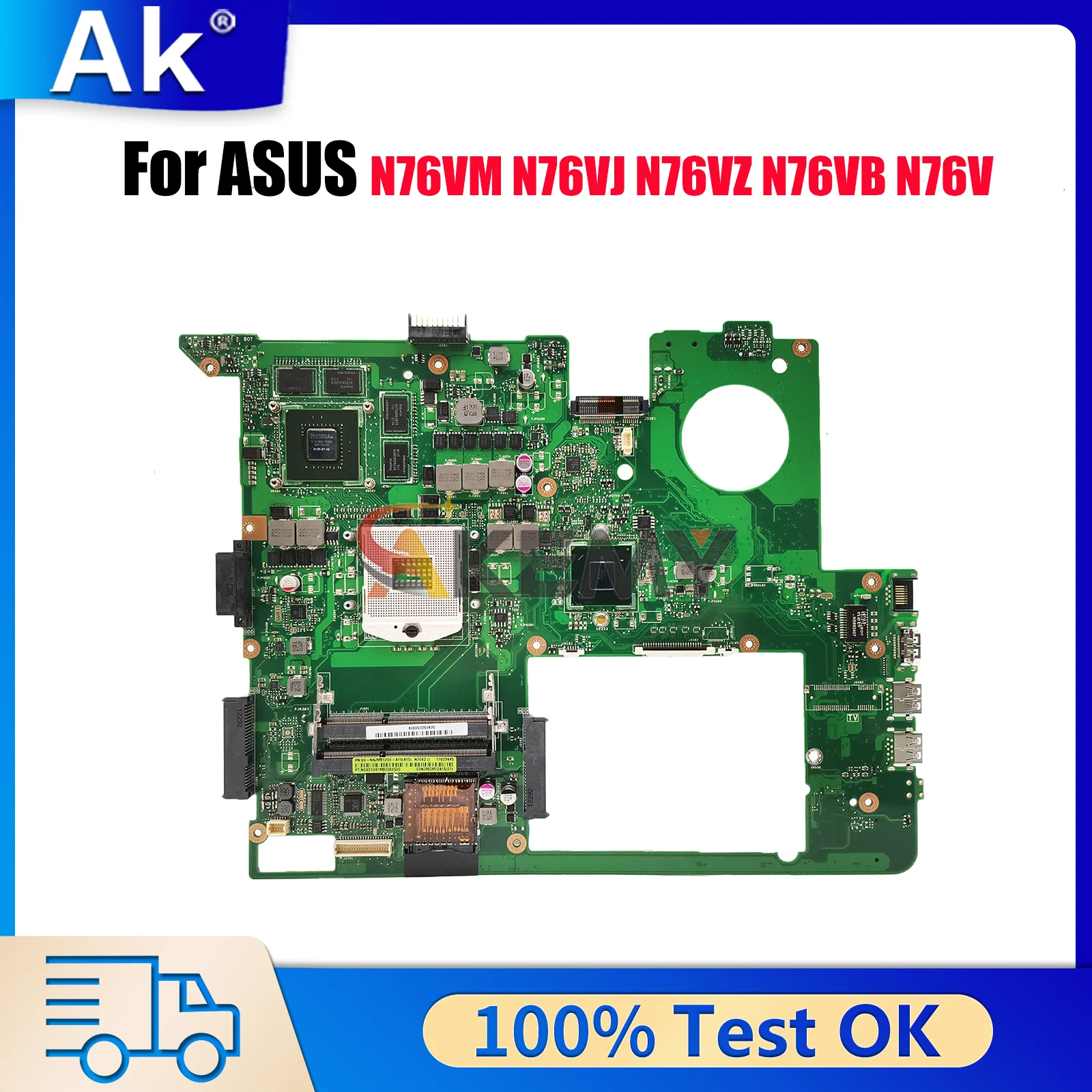 

N76VJ Laptop Motherboard For ASUS Vivobook N76VZ N76VB N76VM N76V N76VJ N76VV Notebook Mainboard 100% tests OK fast shipping stk