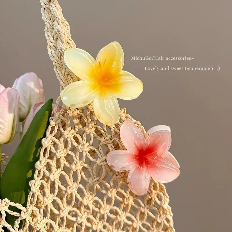 

New Hawaiian Gradient Hair Clips Women Flower Hair Claws Shark Hairpins Vacation Beach Style Hairpins Hair Accessories