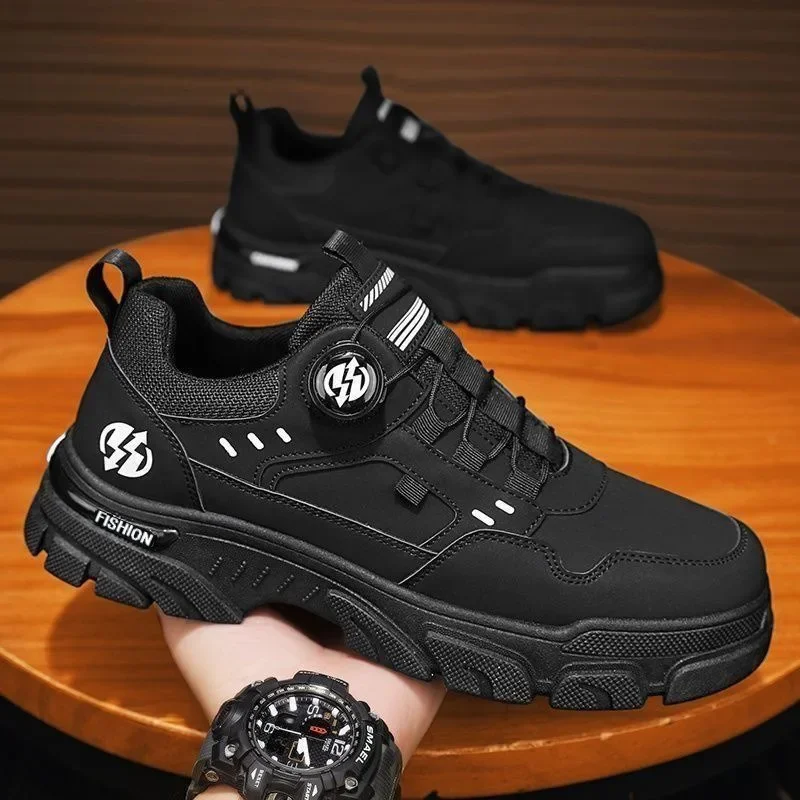 Men's Shoes 2025 Spring Low Top Sneakers New Rotating Button Sports Shoes for Men Trendy Shoes Outdoor Waterproof Shoe Zapatos