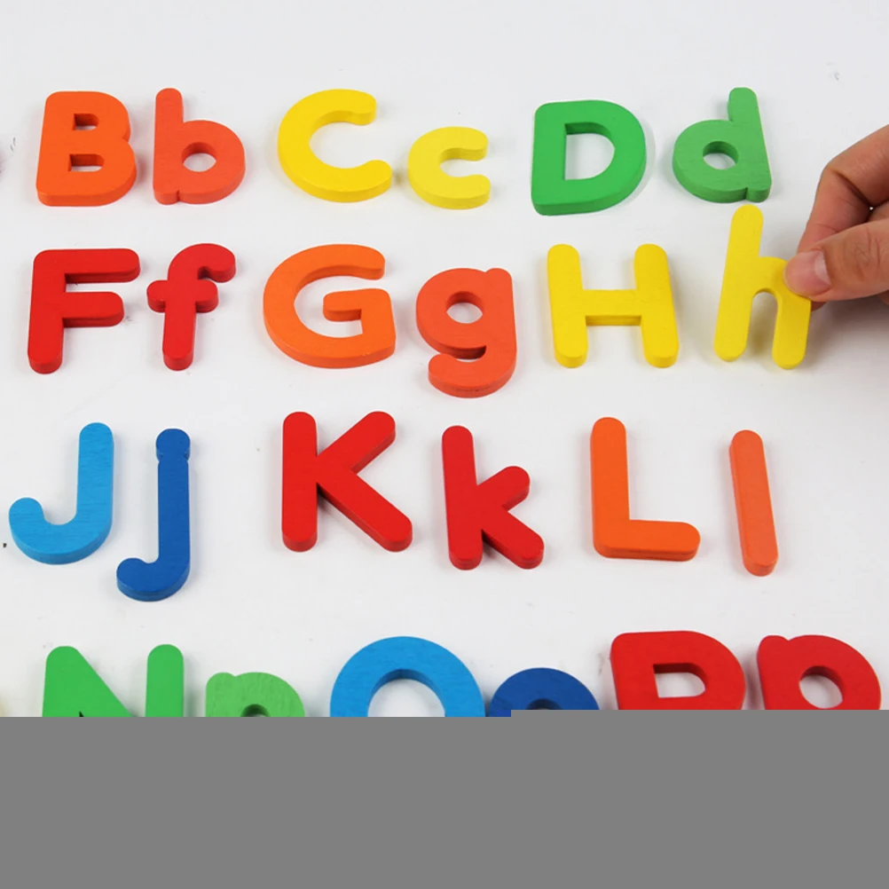 나무 알파벳 대화 형 장난감 26 글자 어린이 학습 장난감 자기 다채로운 재사용 가능한 교육 몬테소리 안전한 재미
