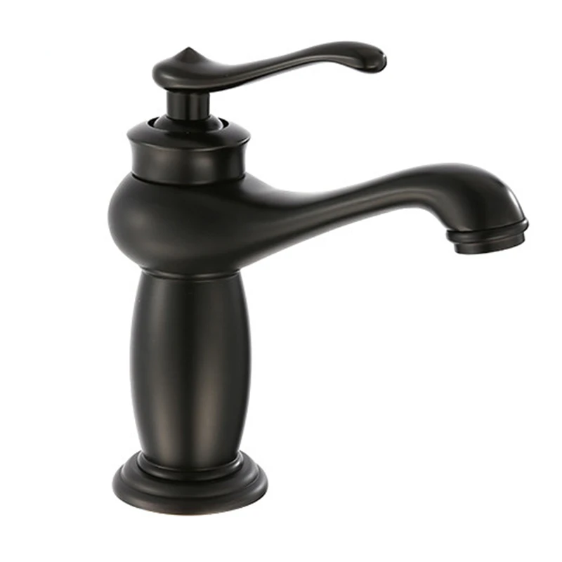 Basin Faucet Black Brass Lamp Style Bathroom Sink Faucet Single Handle Deck Vintage Wash Mixer Tap Crane