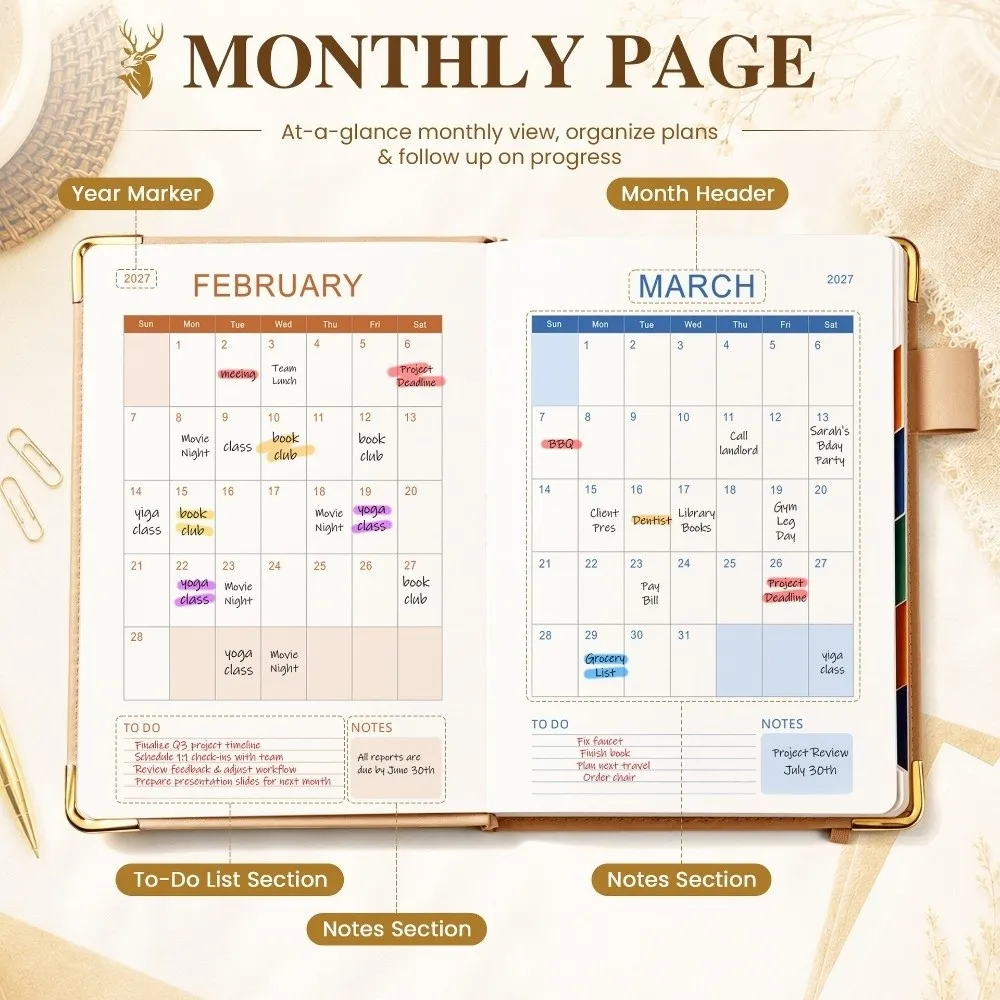 Thick Paper 2027 Schedule Planner Notepad English Portable To-do List Notebook Efficiency Wear-resistant