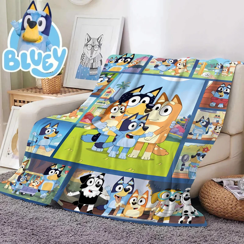 

Детское фланелевое одеяло Bluey, одеяло в стиле аниме для семьи, плед для дома, дивана, обеденный перерыв, одеяло для сна, подарок для детей
