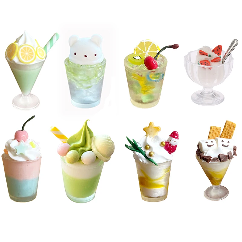 1Pcs 1:12 Dollhouse Miniature Ice Cream Cups Doll House Kitchen Food Accessories Mini Milkshake Ice Cream Kitchen Toys