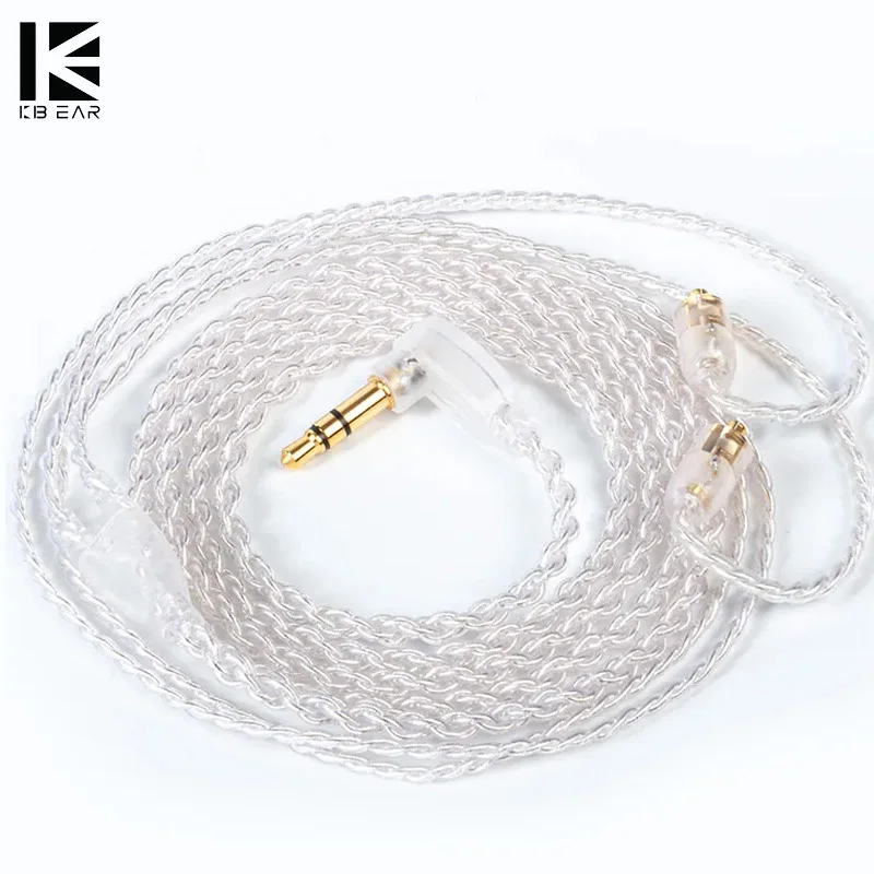 KBEAR Refreshing 4Core 4N Silver-plated Upgraded Earphone Cable MMCX/2PIN/QDC/TFZ Earbuds For TRI I3 Pro KZ ZST ZSN Headphone