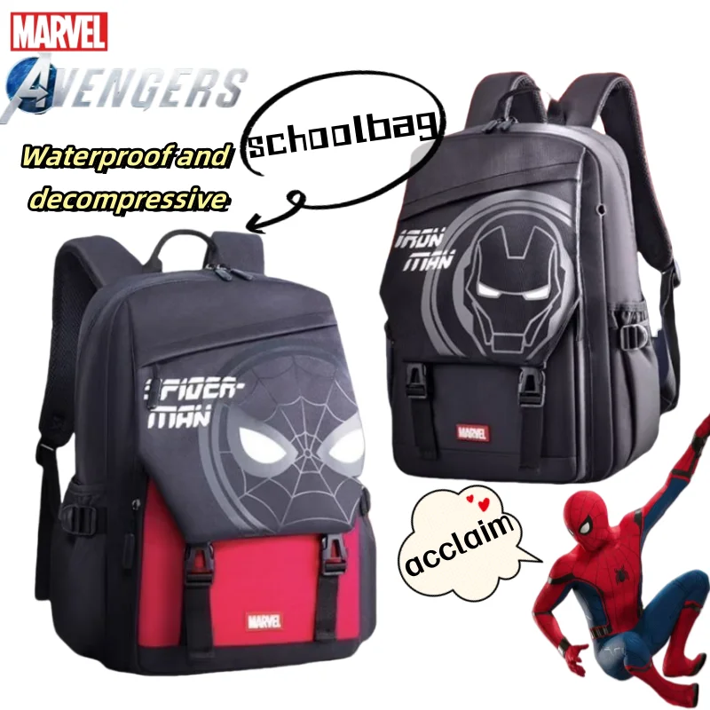

Spiderman Captain America Iron Man Creative Waterproof Decompression Spine Protector Large Capacity Boys Backpack School Bag