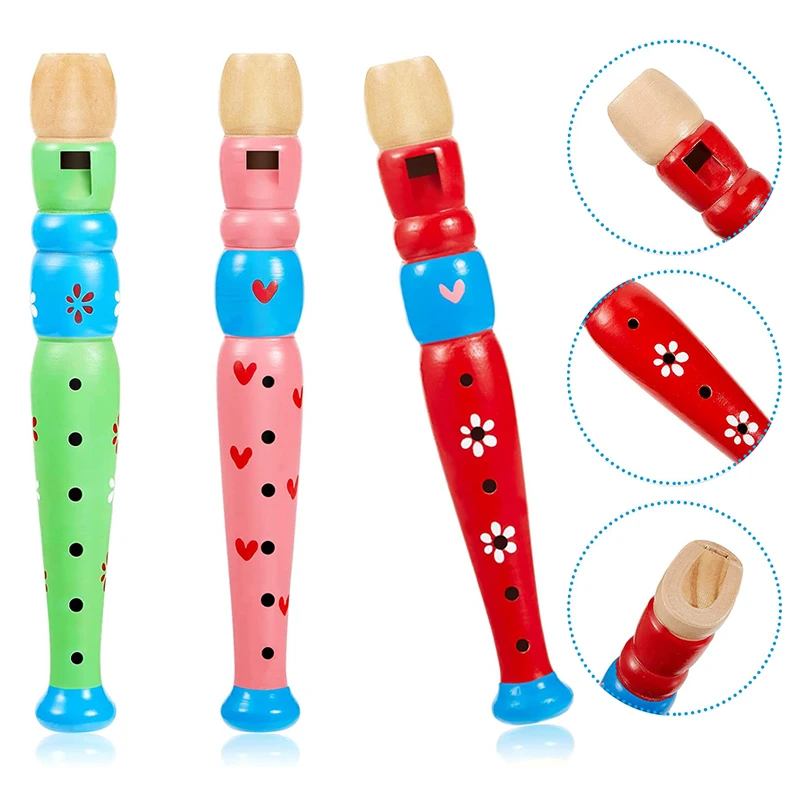 

2pcs Wooden Flute Colorful Cartoon Patterns Musical Instruments Suitable for Beginners Festival Party Performance Props TMZ