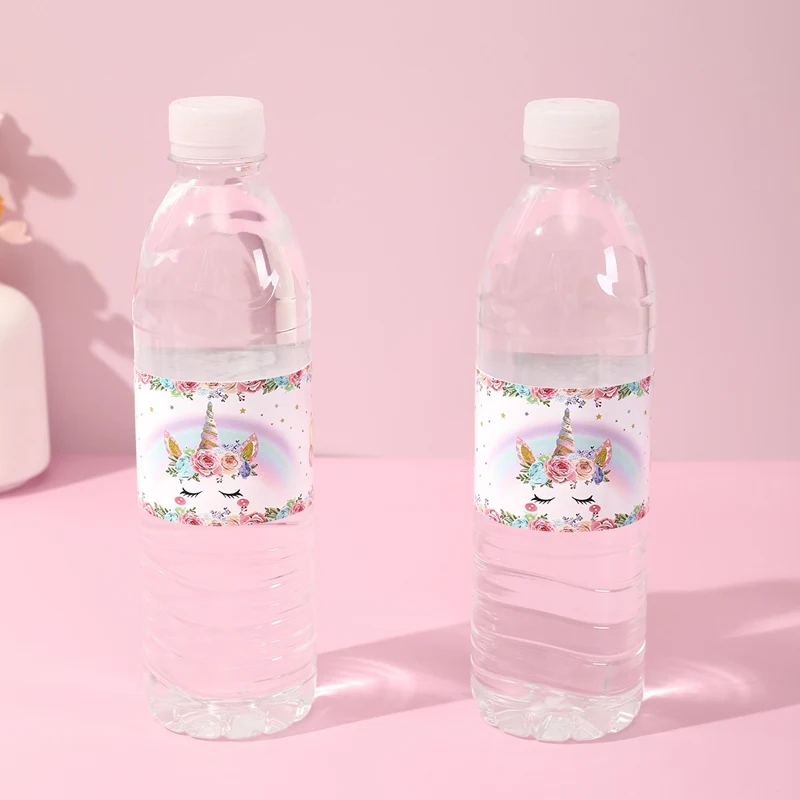 10pcs Unicorn Style Bottle Labels Stickers Pink Unicorn Theme Sticker for Girls Birthday Babyshower Wedding Party Decor Supplies