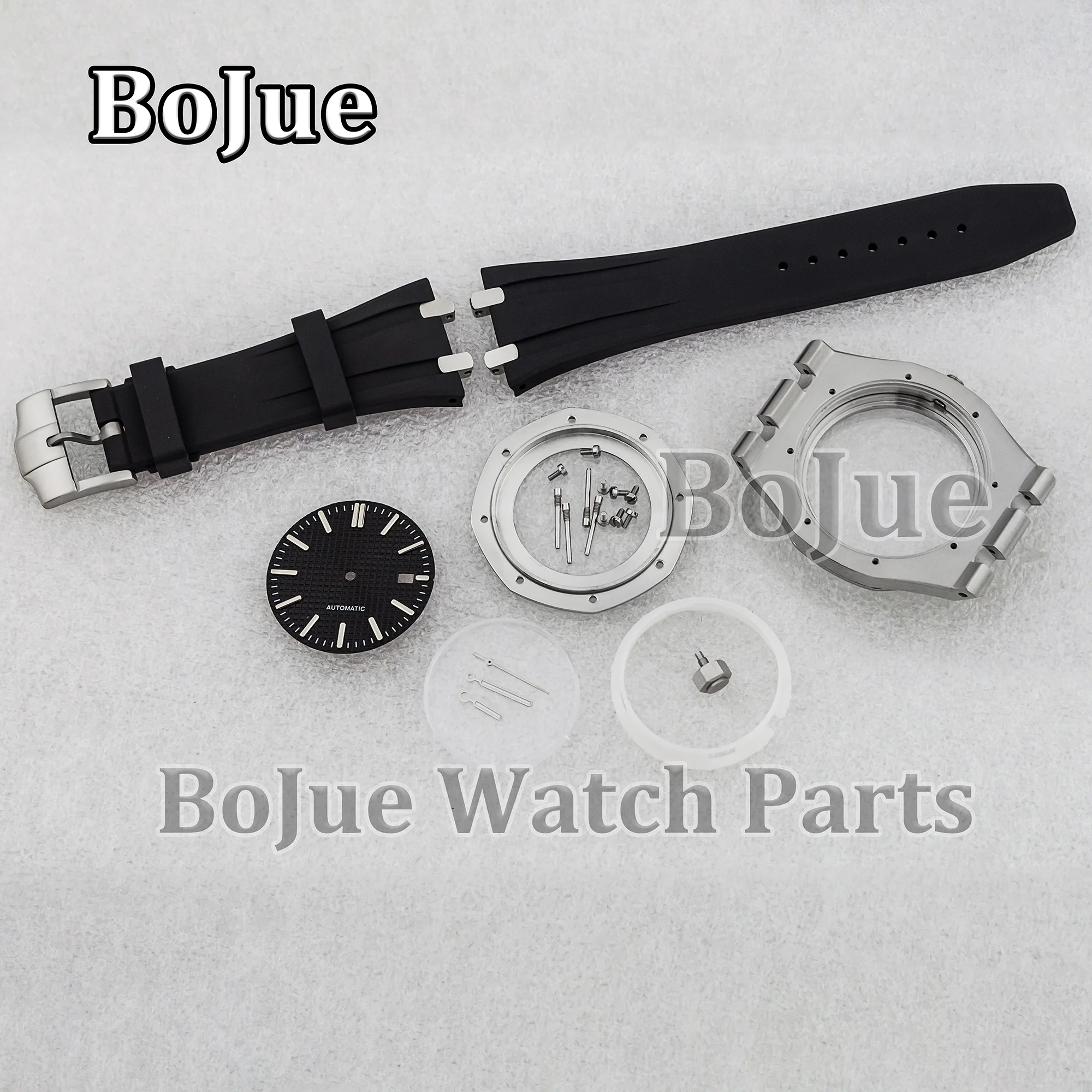 41mm Watch Case Rubber Strap For Royal nh35 nh36 Movement 31.8mm Dial Hands Steel Waterproof Parts Mechanical Watch Assemble