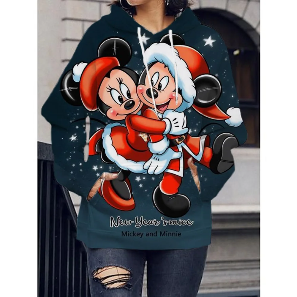 christmas Disney Mickey Mouse Print Hoodie Sweatshirt Men/Women Autumn And Winter Coat Clothing funny Jacket Red Hoodies