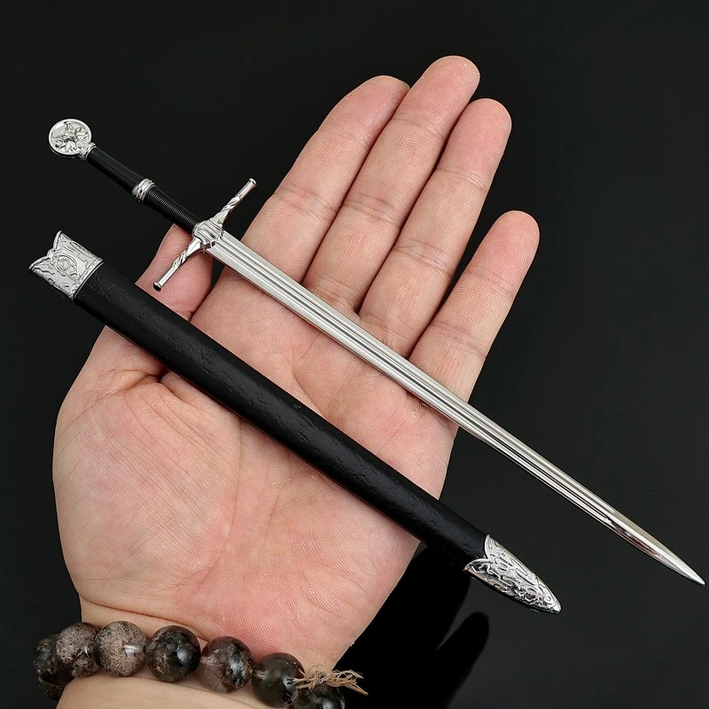 Model broni z gry 22 cm / 8,66 cala Geralt Białego Wilka Miecz Metalowa Pochwa Rękodzieło Zabawka Ozdoby Kolekcja Dekoracje na Biurko