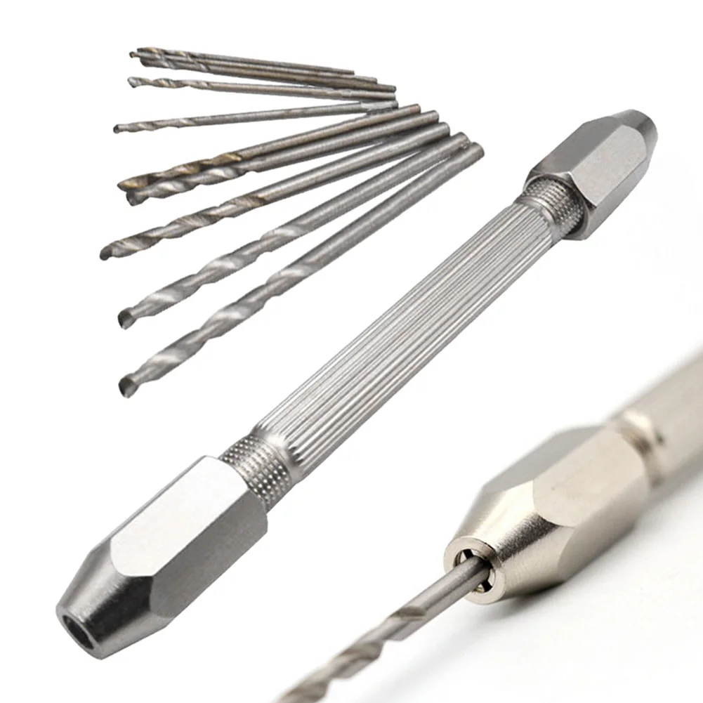 Drill Bits Kit Hand Chucks Set Plastic Ambers Crafts Jewelry Watchmaking 1.0mm-3.0mm 103*10mm 11pcs Set Copper