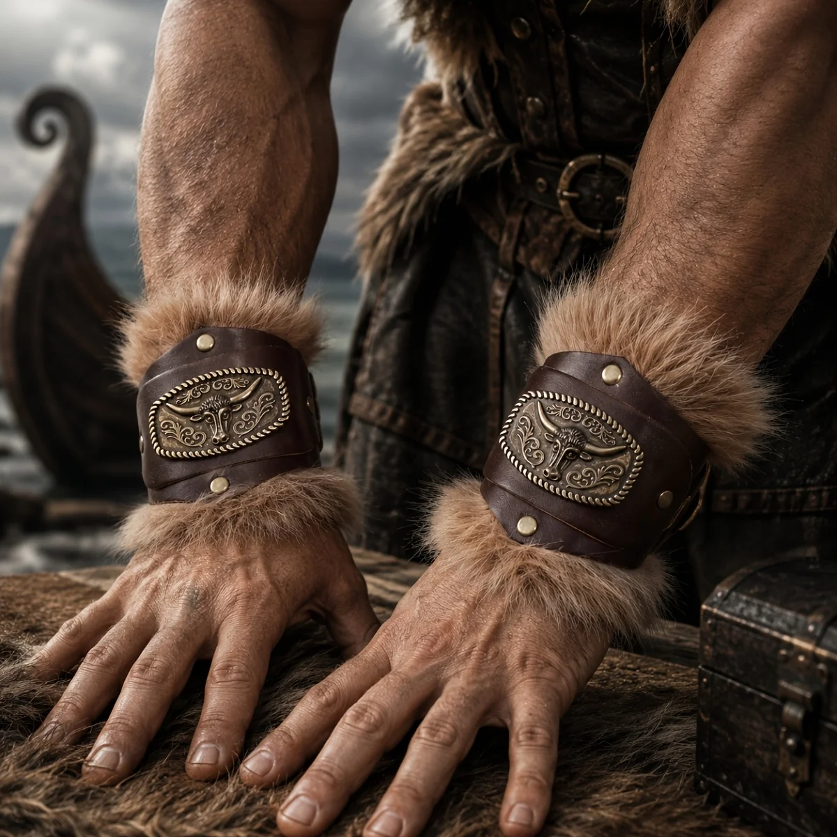 Wrist Guards Keland Medieval Viking PU Leather Bracers Wrist Cuffs Arm Guards Wristband LARP Hallween Cosplay Accessories