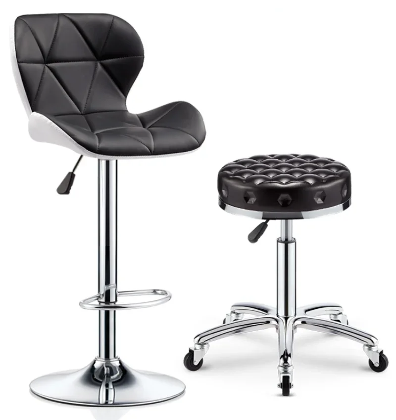 

Nordic Bar Chair Postmodern Bar Chairs warm Comfort Beauty Stool Rotating Household Modern Backrest High Bar Table Stools