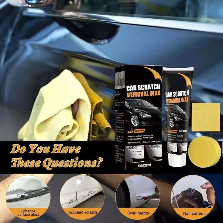 

Car Scratch Removal Wax Kit With Sponge For Deep Scratch Repair And Surface Gloss Enhancement