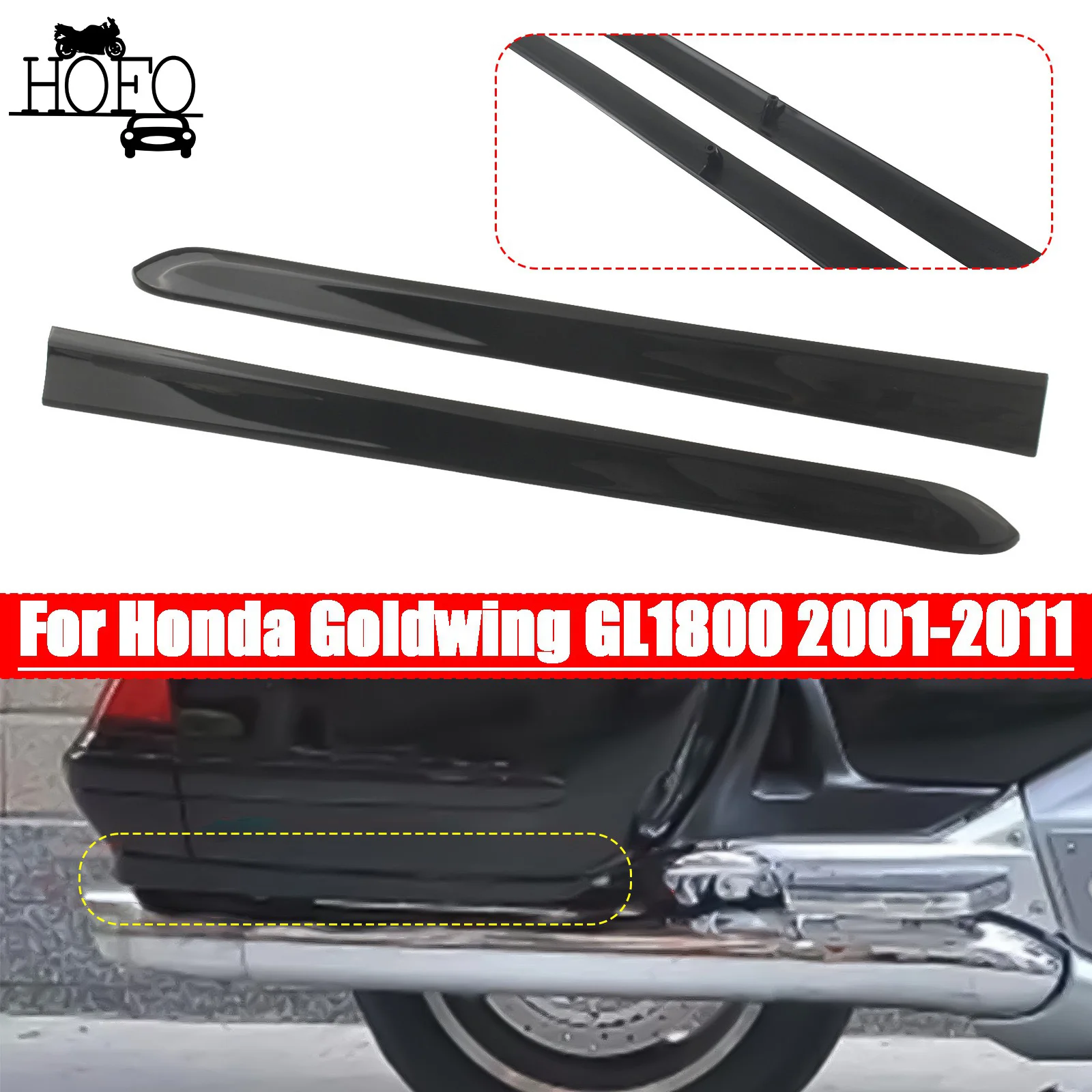 

1Pair Saddle Bag Decoration Strips Trim For Honda Goldwing GL1800 2001-2011