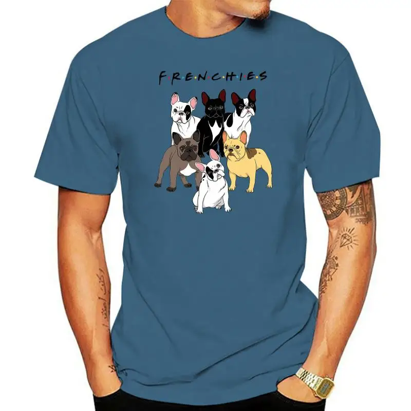 Frenchie Family Pet Dog Fitness  White T Shirt Streetwear Graphic Men's Tee Shirts Hipster Tshirts