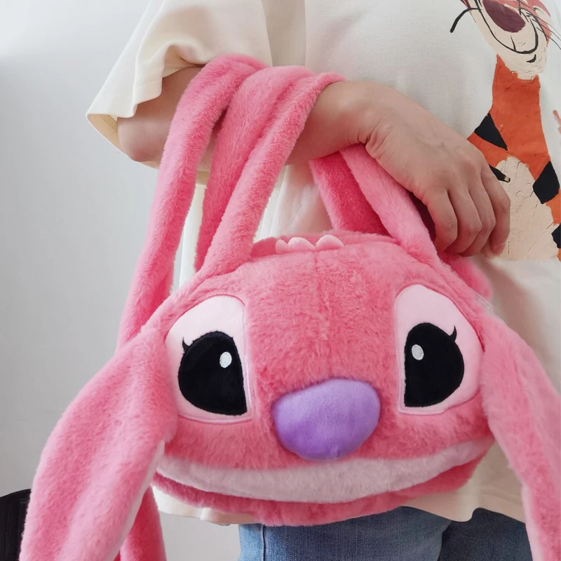 Disney Lilo and Stitch Plush Backpack Cute Anime Figure Stuffed Doll Kawaii    Pink Angel Toy Knapsack Shoulder Bag Kids Gifts