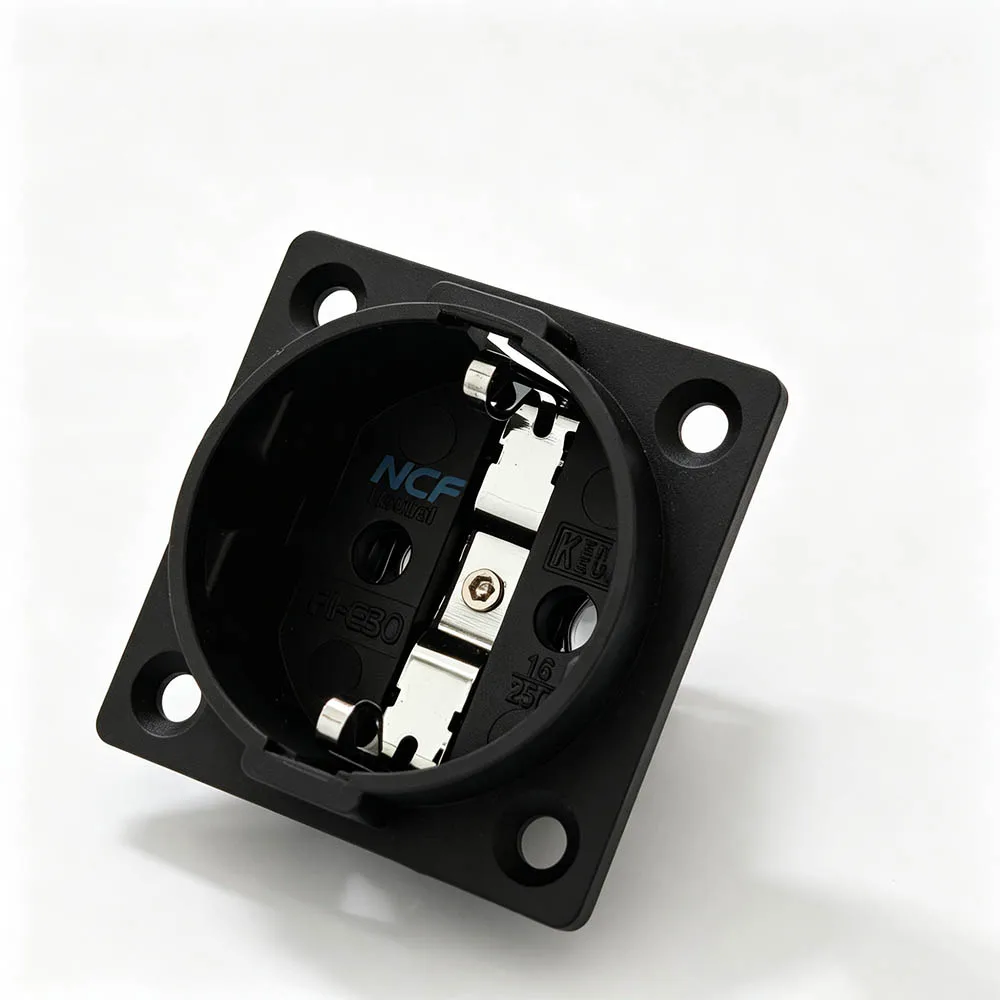 High Quality Pure Copper Rhodium Plated Schuko Chassis Socket AC 250V 16A EU Embedded Outlet For HiFi Home Audio Amplifier